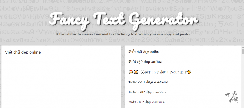 Viết chữ đẹp Online - Tạo kiểu chữ đẹp Online để post Facebook