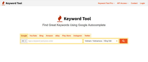 công cụ nghiên cứu từ khóa seo KeywordTool.io